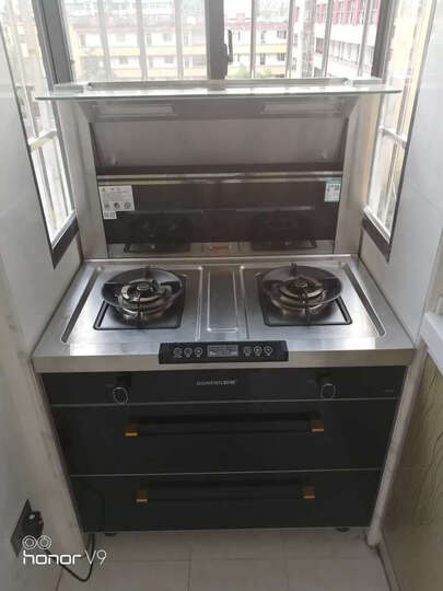 欧恒(OUHENG 集成灶正品 侧吸下排油烟机 燃气灶一体灶集成环保灶具烟灶消套装 自动清洗A8 智能变频A8-90B+集成水槽 双电磁炉 晒单图