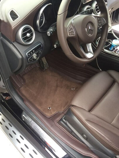 汽车脚垫全包围奔驰s级e级e300l glc260l gle320特斯拉model3 S X专用脚垫 真皮B款双层-红色【全牛皮 全包围】 s320l奔驰glc300l e200l gle 晒单图