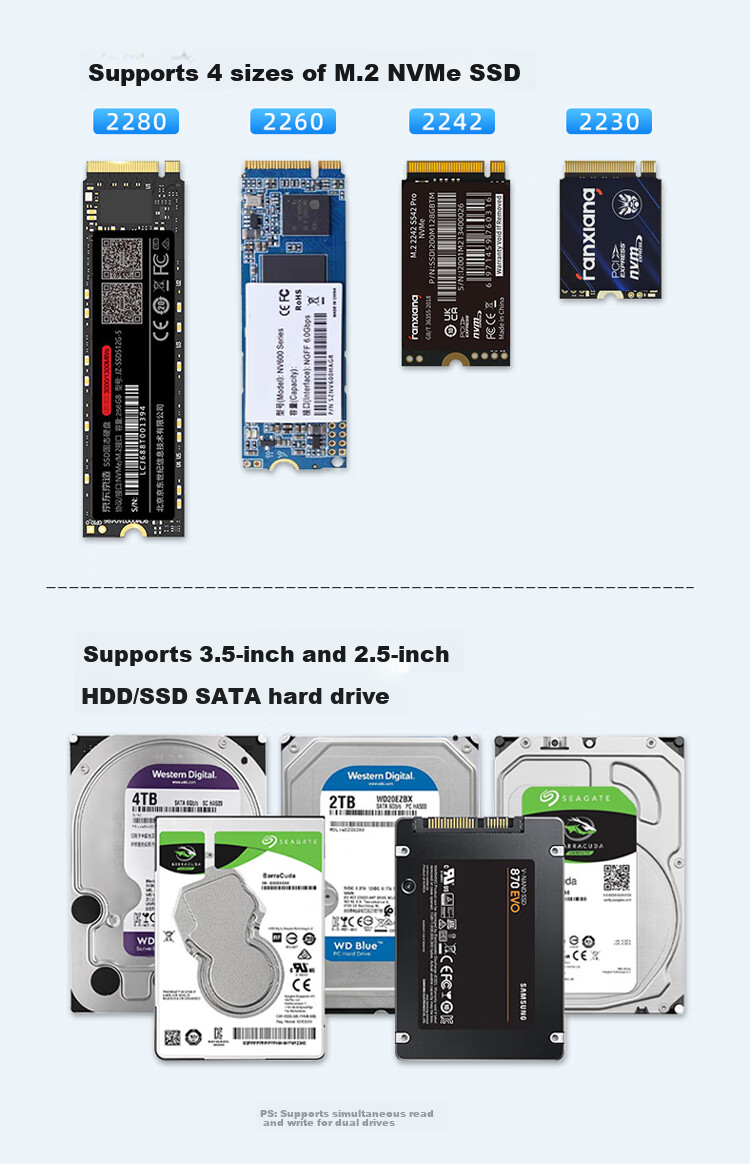 Клонер жестких дисков UNITEK M.2 NVMe/SATA, док-станция для клонирования 2.5/3.5 дюйма, внешний корпус для HDD/SSD, для чтения и копирования данных
