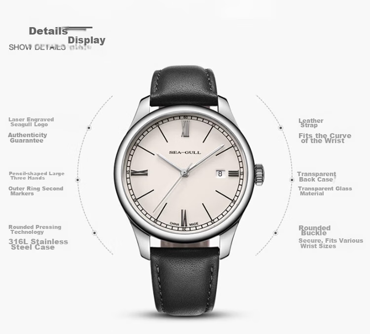 SEAGULL Мужские автоматические механические часы 819.368, подарок мужчине, водонепроницаемые, с календарем