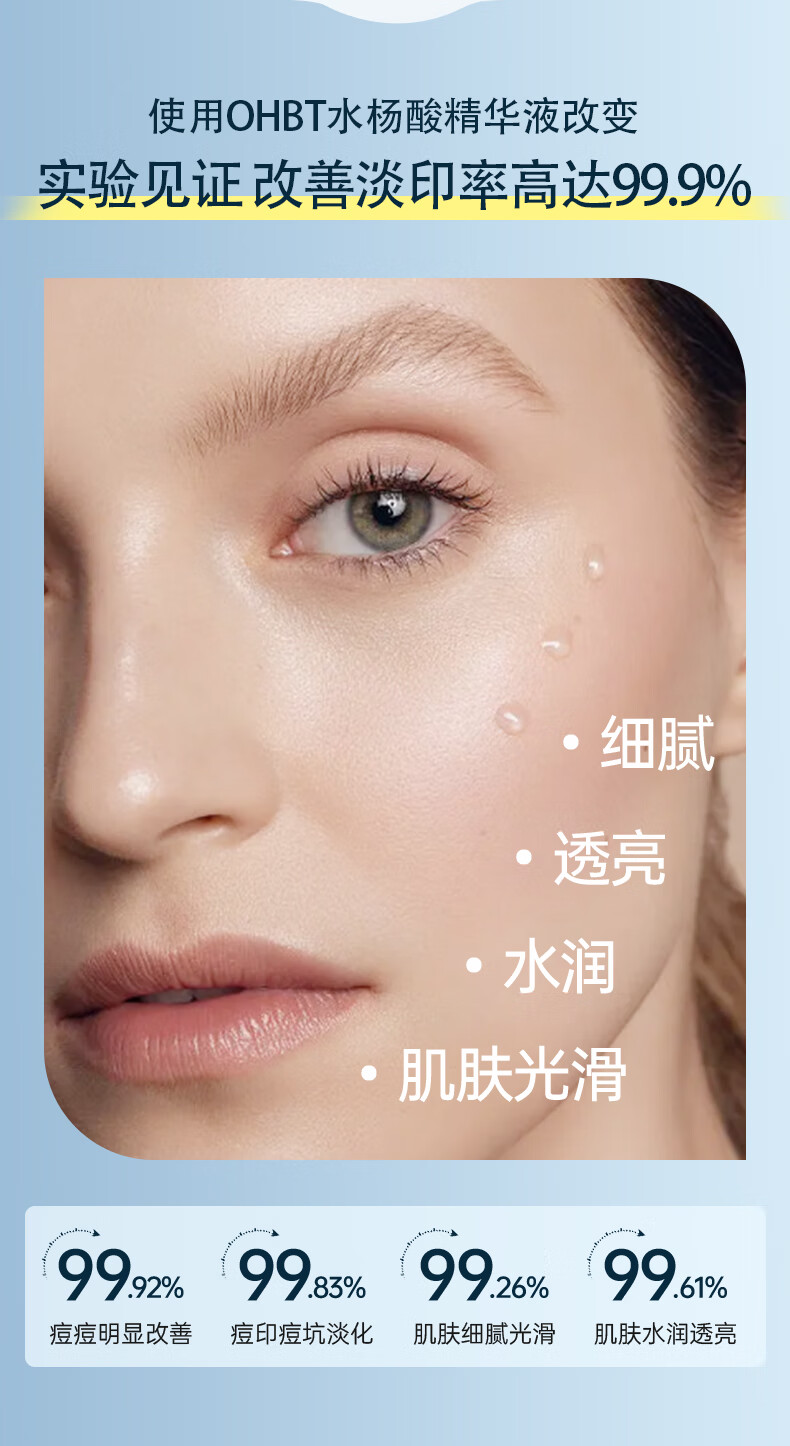 OHBT水杨酸精华液改善黑头闭口细致毛孔焕白靓白补水保湿淡化细纹呵护 【镇静舒缓】祛痘精华液50ml*2