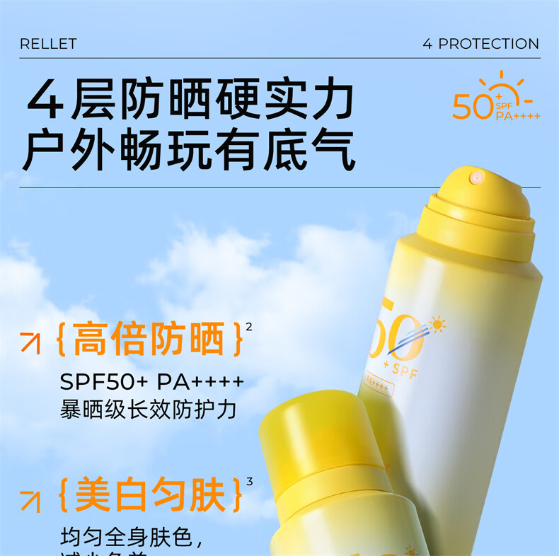 颐莲（RELLET）透白倍护防晒喷雾120ml隔离防晒男女清爽SPF50+PA++++