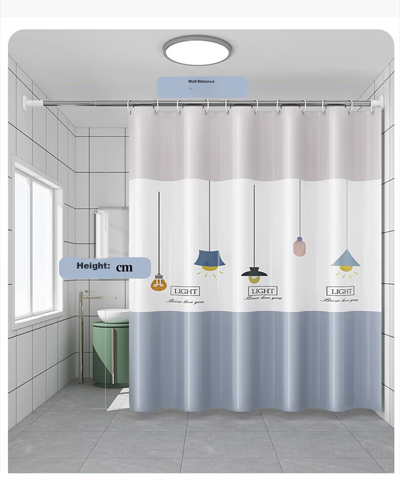 Душевая занавеска Jingxun, утолщенная, водонепроницаемая, высококачественная, не требует сверления, 1.8*2м