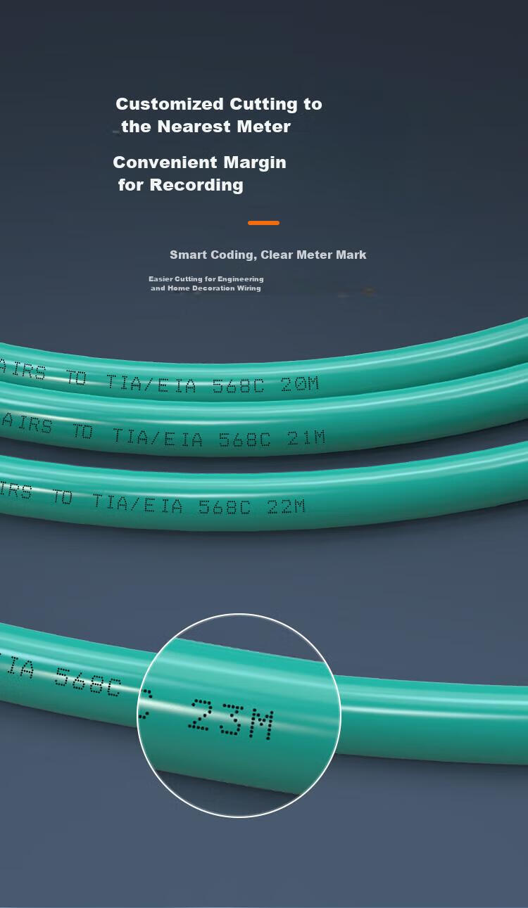 Сетевой кабель CHOSEAL Cat5e, двойное экранирование, чистая медная жила, для строительства и домашней проводки, зеленый, 305 м
