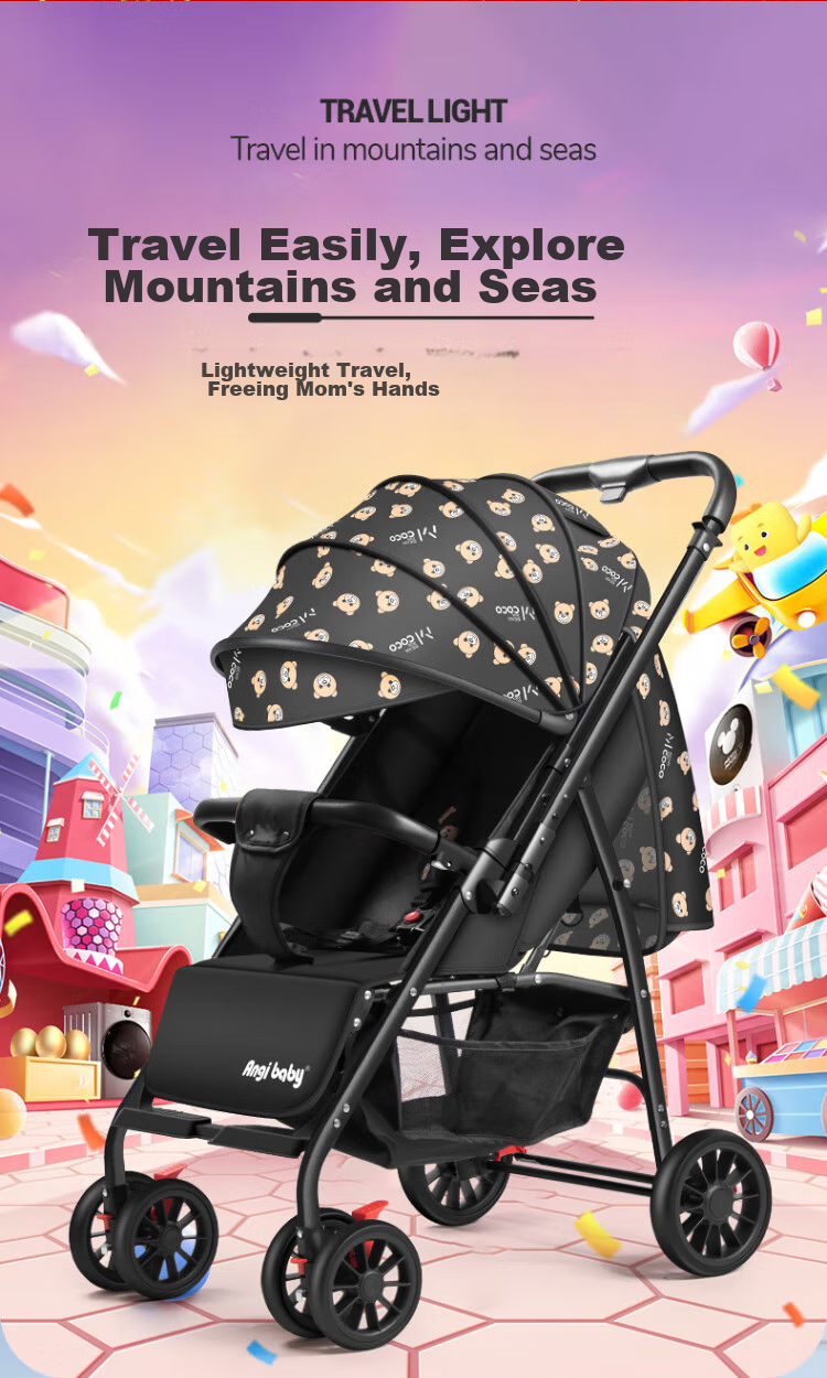 Детская коляска ANGI BABY, складная, с амортизацией, реверсивная