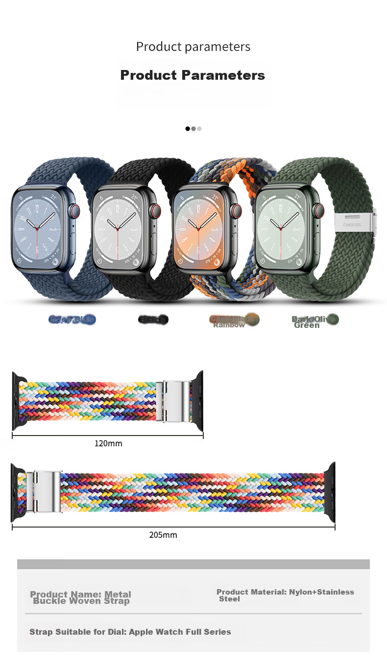 Ремешок BHO для Apple Watch Series 11/Ultra3/S10/SE3, плетеный нейлоновый ремешок с магнитной застежкой