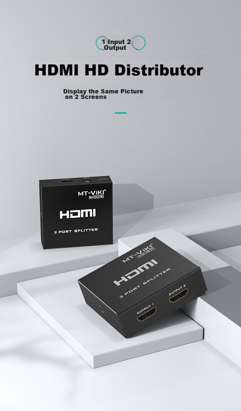 HDMI Splitter MT-Viki MT-SP102M, 1 вход 2 выхода, 4K@30Hz, металлический корпус