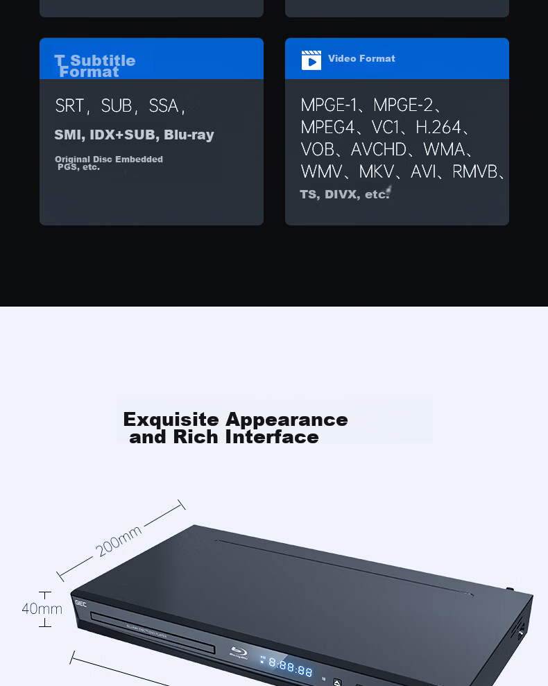 Blu-ray плеер GIEC BDP-G3005, 3D Blu-Ray, 5.1 канальный, домашний проигрыватель дисков высокой четкости, CD-плеер, EVD-плеер, USB-накопитель
