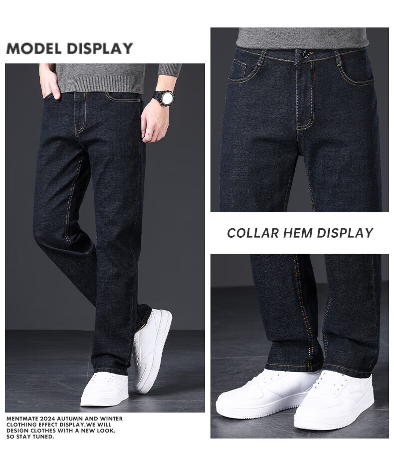Джинсы мужские Jeanswest, утепленные, зимние, 2025, прямые, тонкие, теплые, черные, размер 29