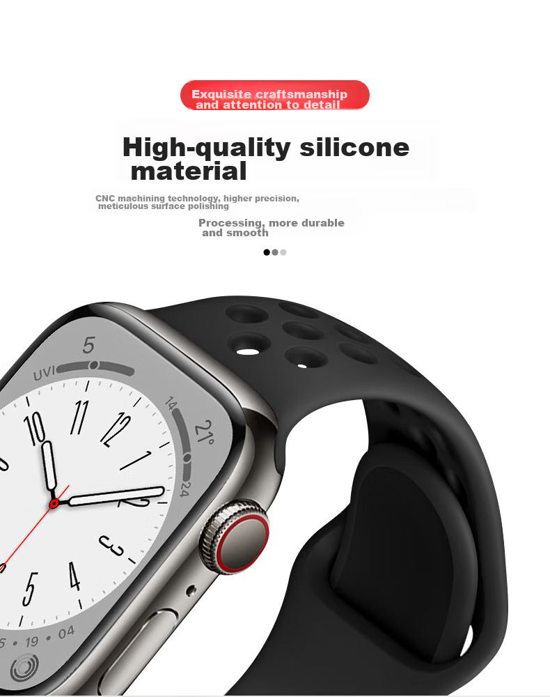 Ремешок BHO для Apple Watch S11/Ultra3/S10 Sport Bands, совместимый с IWatch S9/8/7/6/SE3/2/1, силиконовый, с дышащими отверстиями