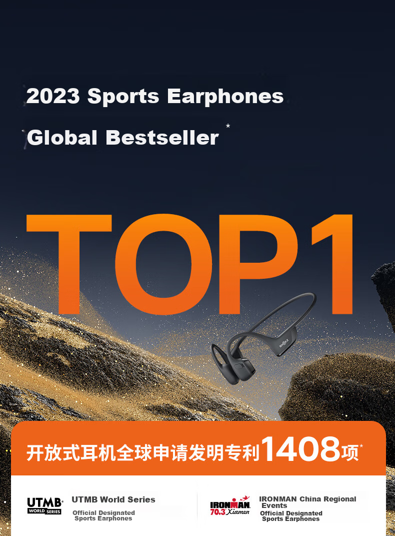 Беспроводные наушники SHOKZ OpenRun Pro 2 S820, костная проводимость, спортивные, оранжевые