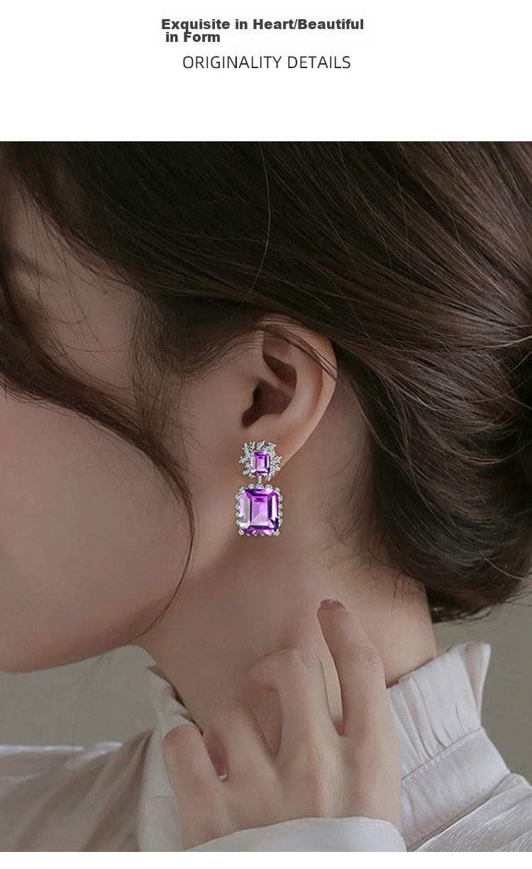 Серьги JOLEE из серебра 925 пробы с натуральным аметистом и цветными камнями, модные роскошные ювелирные серьги для женщин, подарок на День Святого Валентина