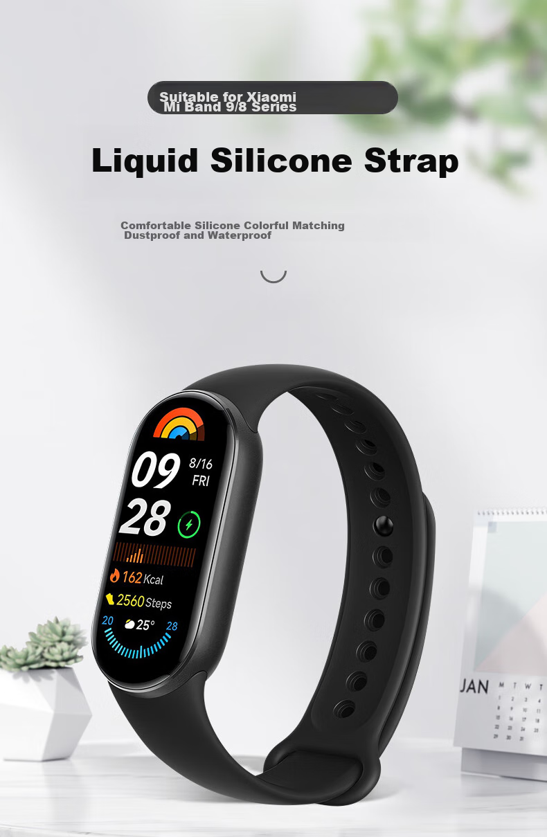 Ремешок BHO для Xiaomi Mi Band 10/9, спортивный, дышащий, сменный, из TPE, розово-золотой