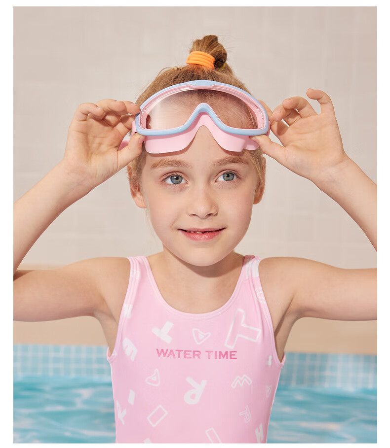 Детские очки для плавания WATERTIME, водонепроницаемые, с защитой от запотевания, большие, для мальчиков и девочек, розовый