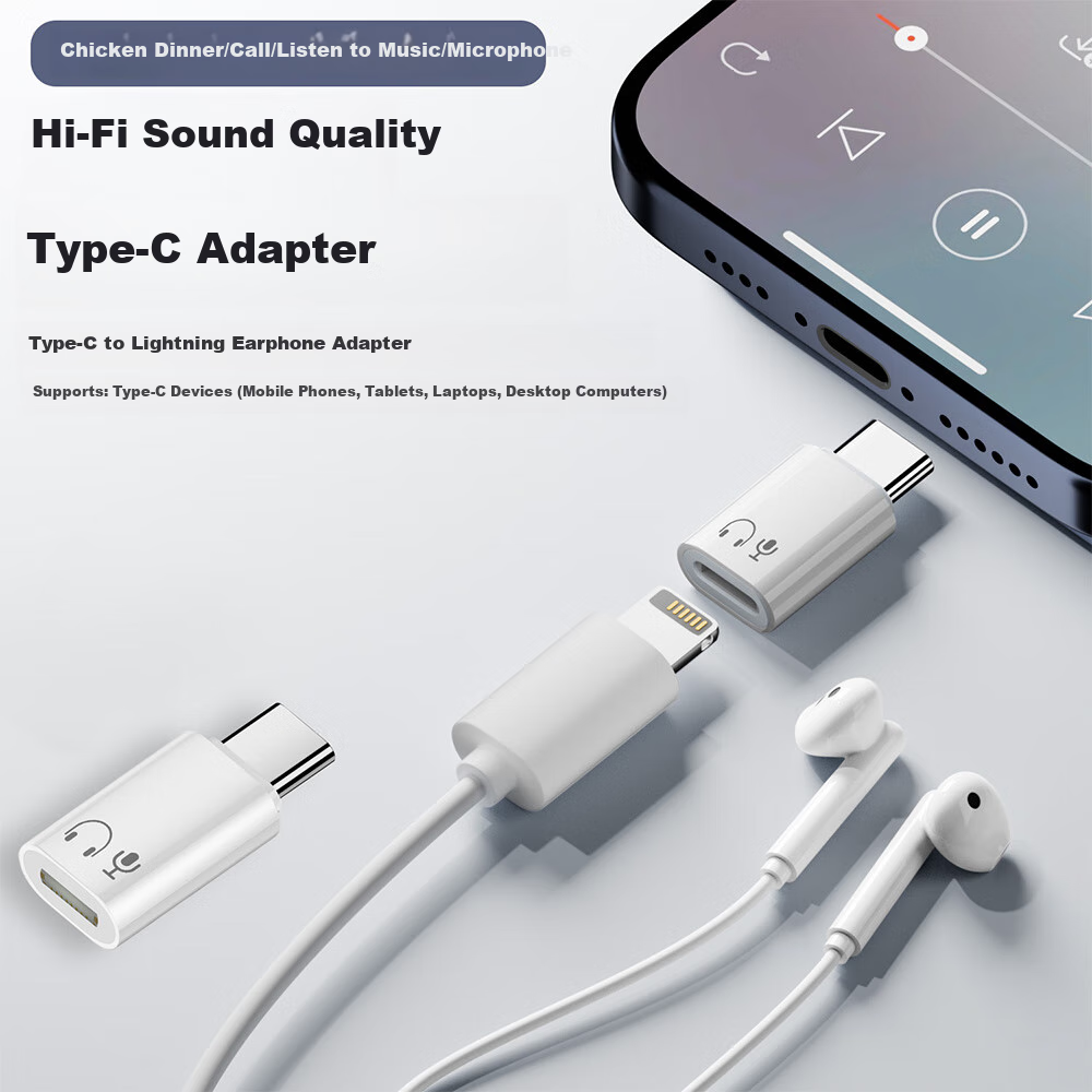 Переходник LinkStone Lightning на Type-C для наушников, для iPhone 15/16/17, Huawei, Xiaomi, iPad, ноутбуков, с поддержкой громкости и звонков