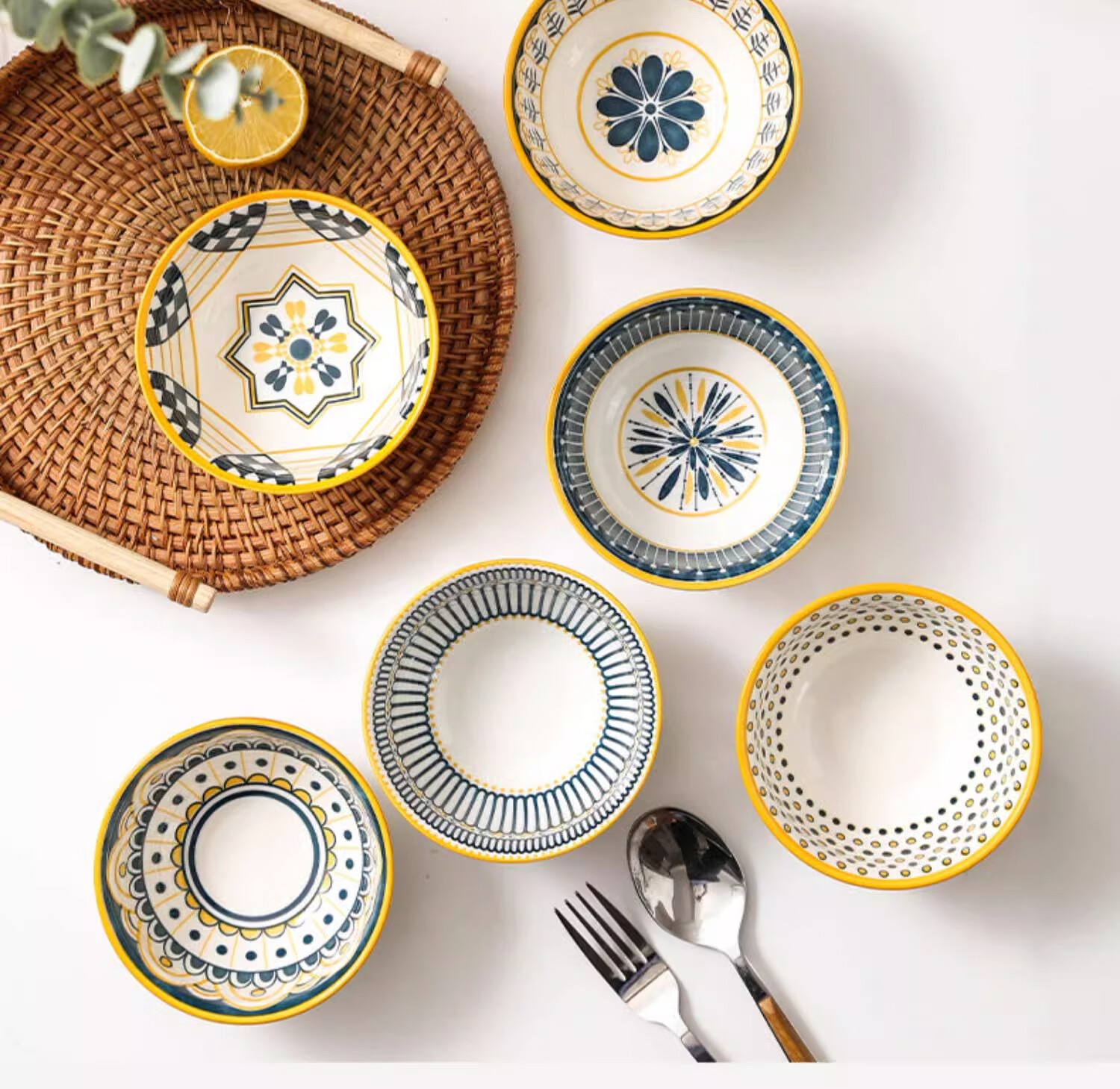 Набор керамических пиал для риса CERAMICS, японский стиль, 6 штук, 4.5 дюйма, подарочная упаковка