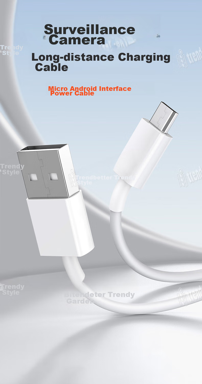 Кабель-удлинитель Trendsetter для зарядки камер видеонаблюдения, 3 метра, Micro USB, белый