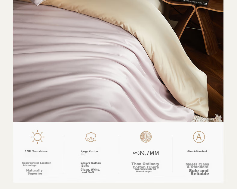Комплект постельного белья MIDO HOUSE Mingdu, 100% хлопок, размер 1.8м, цвет "Дымчатый лиловый в сочетании с шампанским золотым"