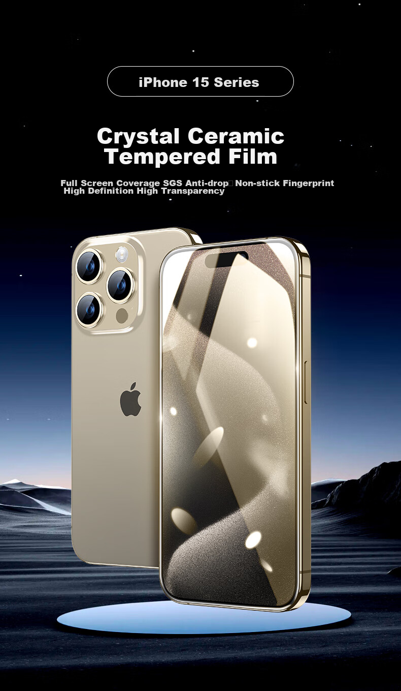 Защитное стекло ESR для iPhone 15 Pro Max, полное покрытие, антиотпечатки, HD, 2 шт.