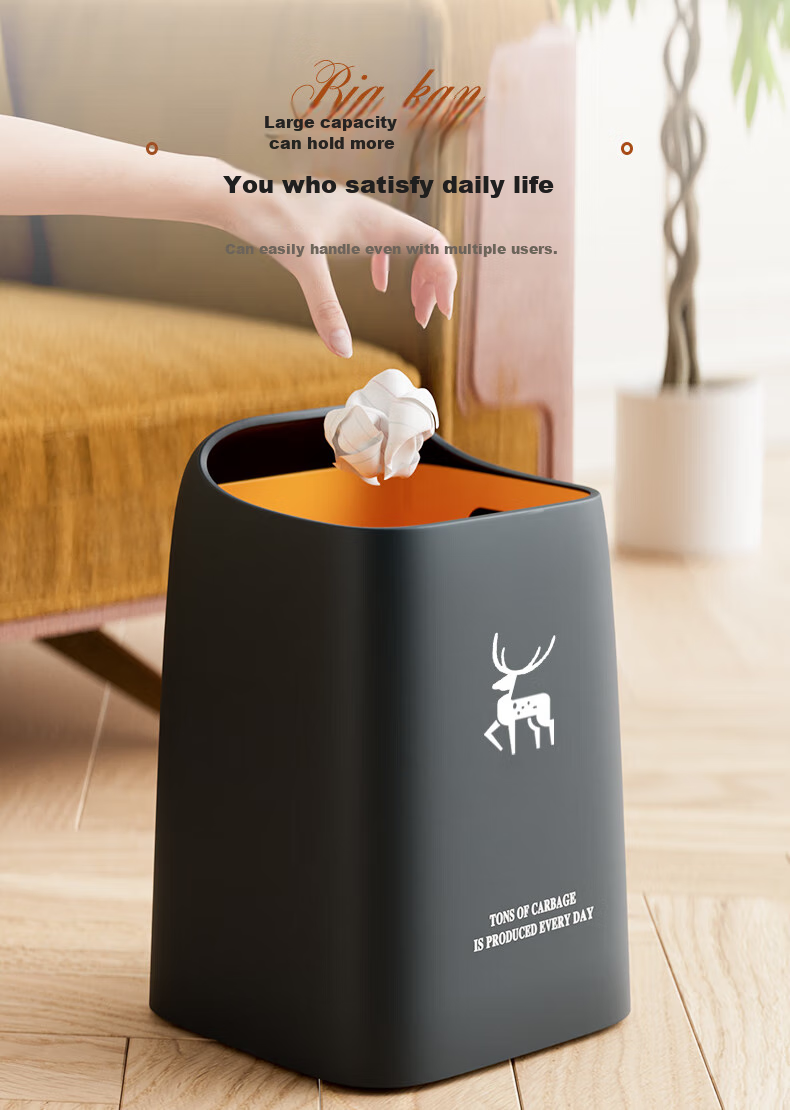 Корзина для мусора PUCHU без крышки, 18 л, двойная, для гостиной, спальни, кухни, ванной, большая емкость, оранжевая