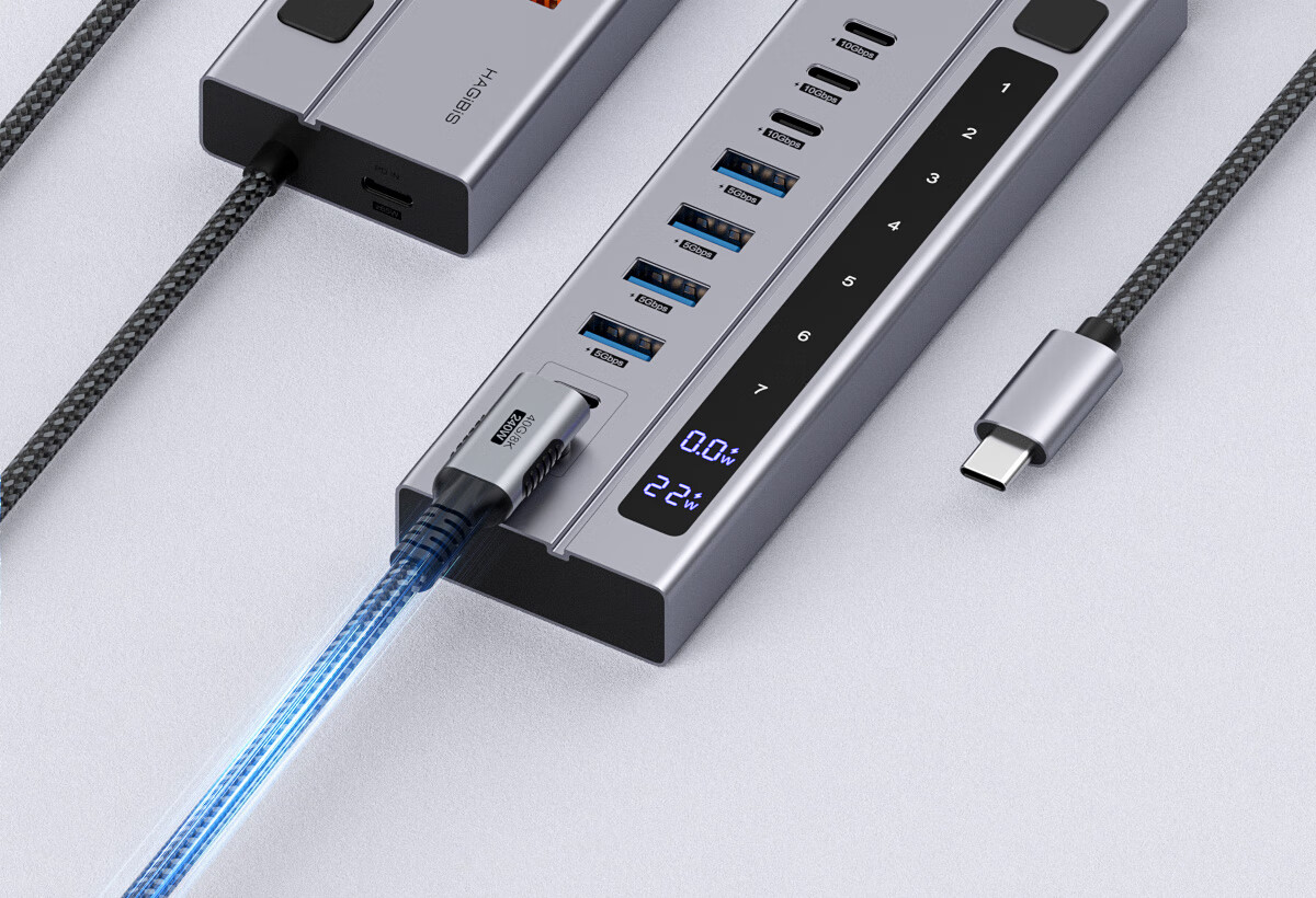 Хаб Hagibis Type-C, док-станция 9-в-1 с PD зарядкой, USB 3.1/3.0/2.0, HDMI, Ethernet, SD/TF кардридер, аудиовыход, для MacBook и других ноутбуков