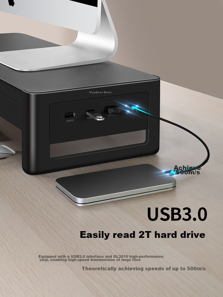 Подставка для монитора Luwei ZGJ021-JD с USB-хабом, 3xUSB 2.0, 1xUSB 3.0, выдвижной ящик, 58x23x10.5 см