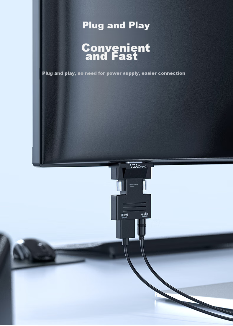 Конвертер Jinghua HDMI - VGA с аудиопортом, адаптер HD видео для ноутбука, ТВ-приставки, подключения к телевизору, монитору, проектору Z134