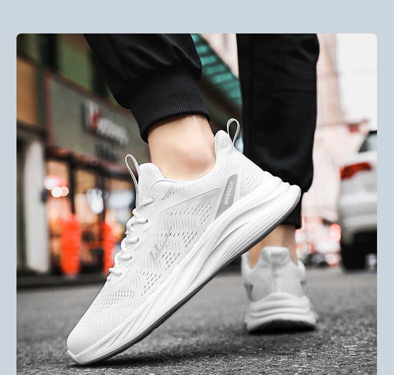 Кроссовки Warrior Official Sports Shoes для мужчин, осенние дышащие кроссовки из сетки, легкие повседневные беговые кроссовки с мягкой подошвой, черные, размер 43