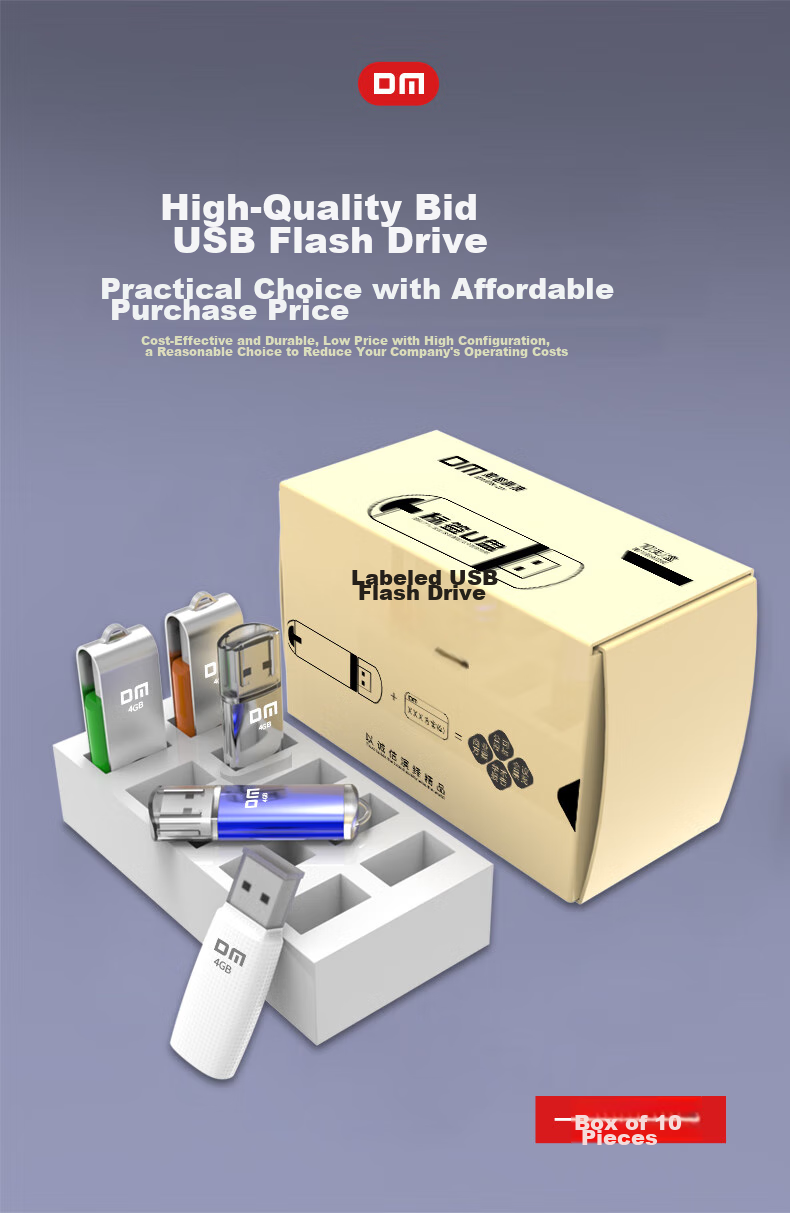USB-флеш-накопитель DM PD120, 4 ГБ, USB 2.0, комплект из 10 штук, серебристый/оранжевый/зеленый/синий