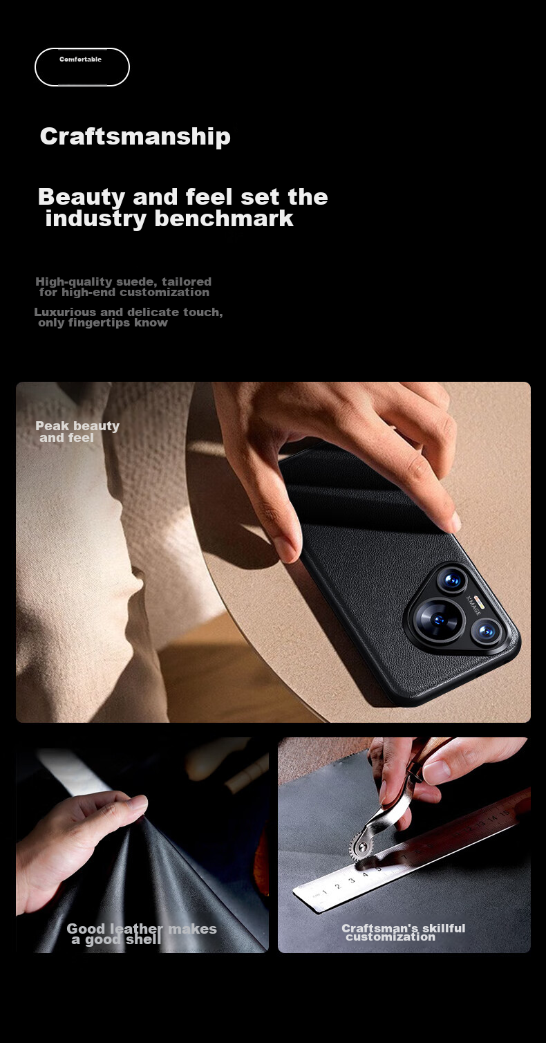 Защитный чехол ESR для Huawei Pura70, черный, кожаный, ультратонкий, противоударный