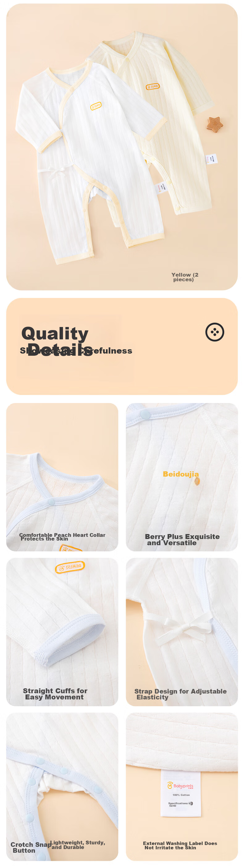 Комплект из 2 детских боди Babyprints, унисекс, всесезонное нижнее белье из чистого хлопка, тонкий стиль, мягкая домашняя одежда для сна, синий, размер 66