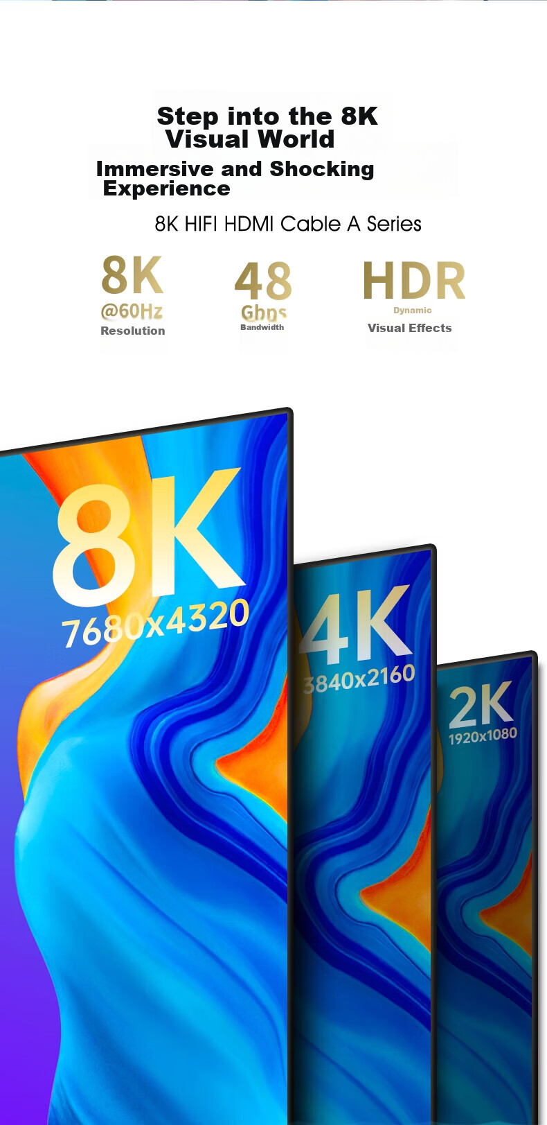 Кабель Kaiboer A Series HDMI 2.1, 1.5 метра, черный