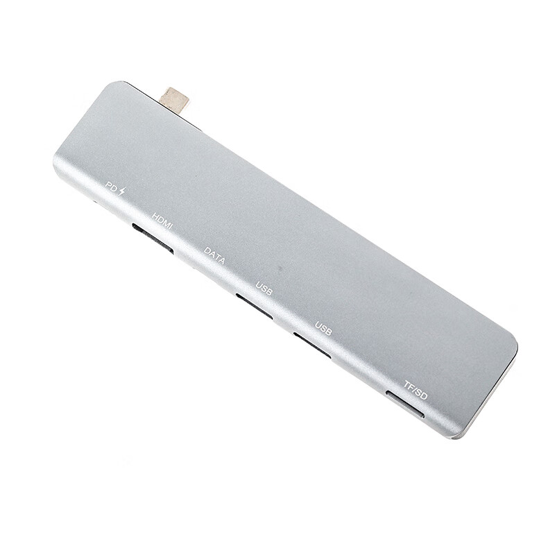 USB-C хаб Youlianxing, 7-в-1, с HDMI 4K, USB 3.0, SD/TF кардридером, PD зарядкой, алюминиевый корпус, серебристый