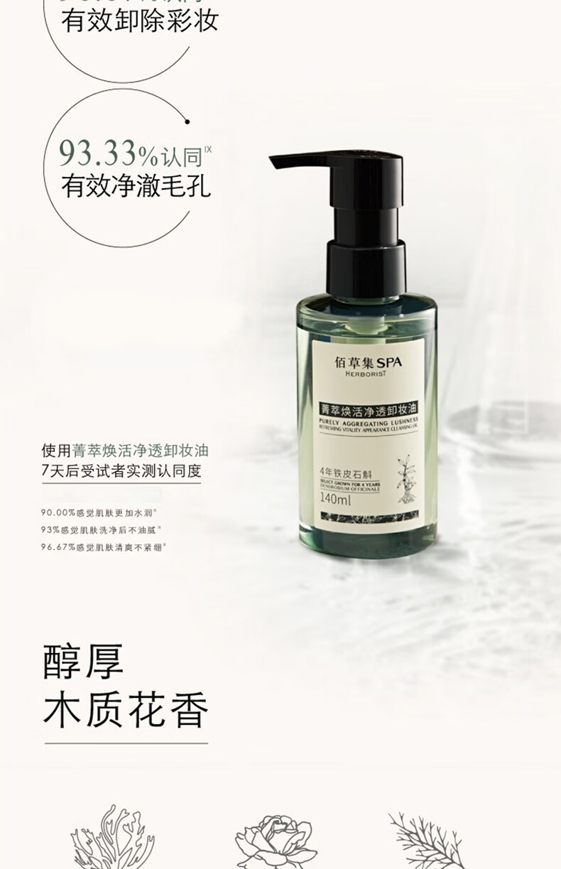 佰草集SPA【菁萃焕活】净透卸妆油140ml温和清残留清爽不油腻眼部清洁