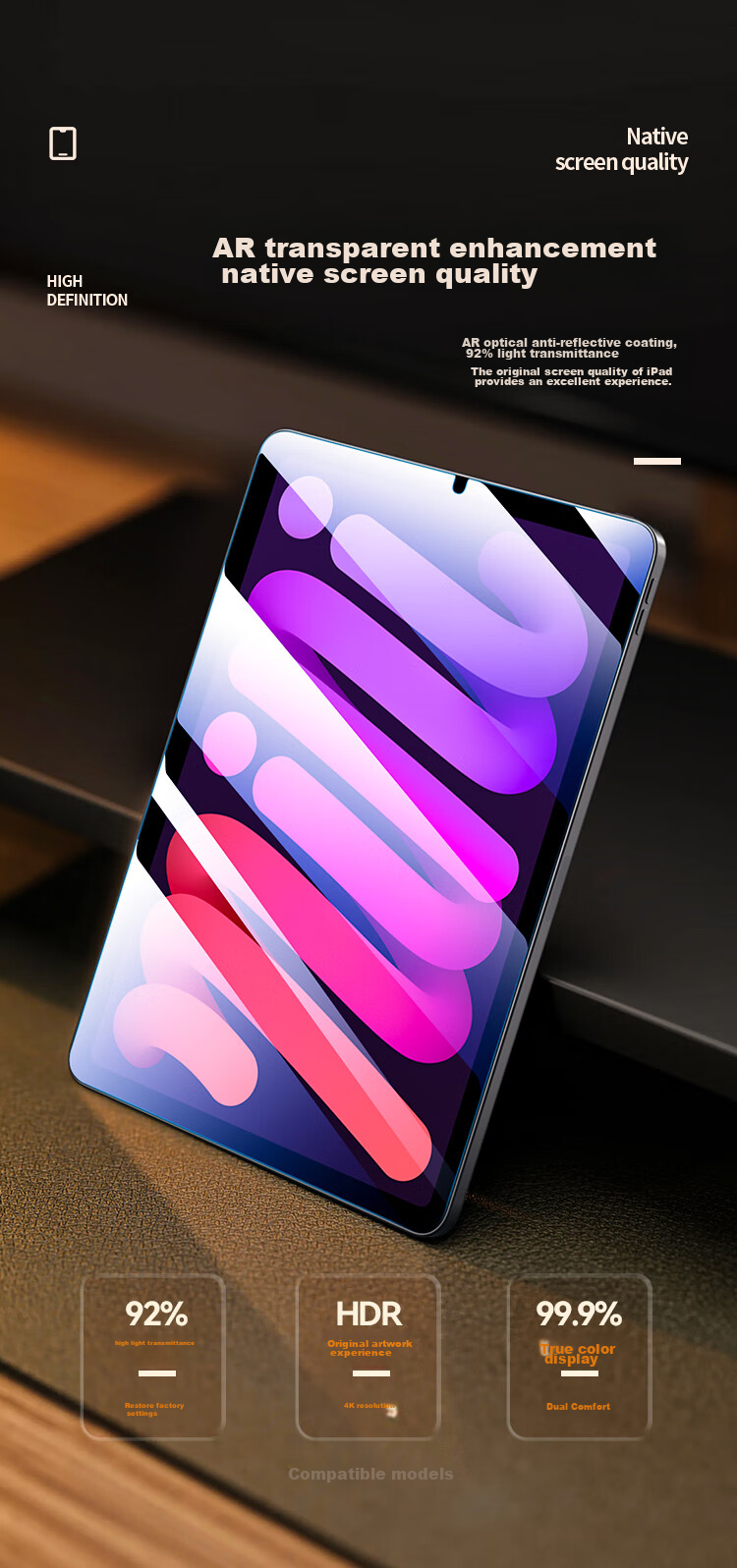 Защитное стекло BIAZE для Apple iPad Mini 7/6 8.3 дюйма, ультратонкое, HD, полное покрытие, защита от царапин