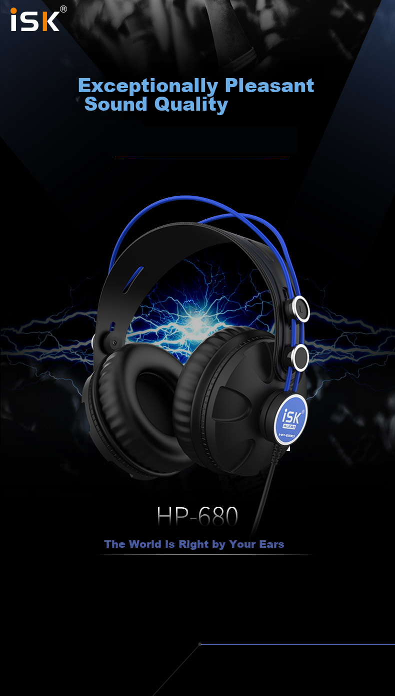 Наушники iSK HP680 Over-Ear, закрытые, мониторные, для компьютера, телефона, звуковой карты, стриминга, пения, записи и мониторинга