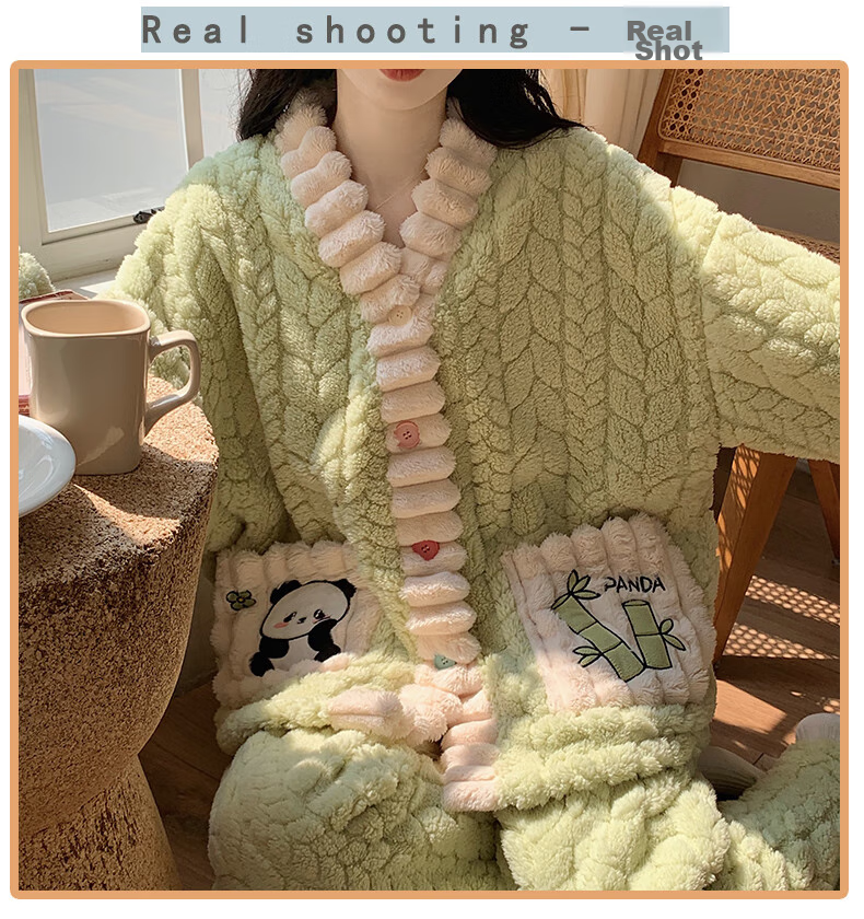 Женский домашний костюм YUZHAOLIN из кораллового флиса, утепленный фланелевый комплект с кардиганом на осень и зиму, милый принцессовый стиль