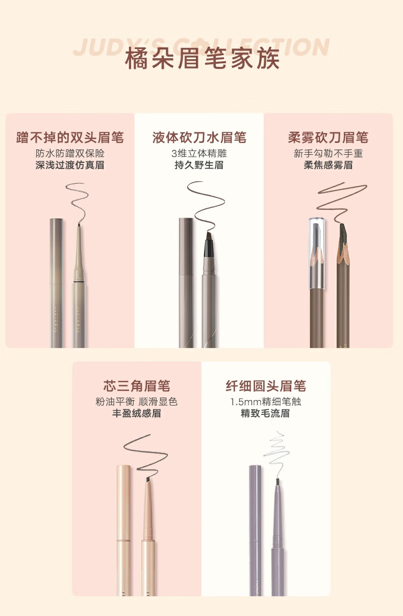 橘朵（Judydoll）自动旋转极细眉笔01深棕0.07g 眉笔防水防汗不掉色精细笔芯