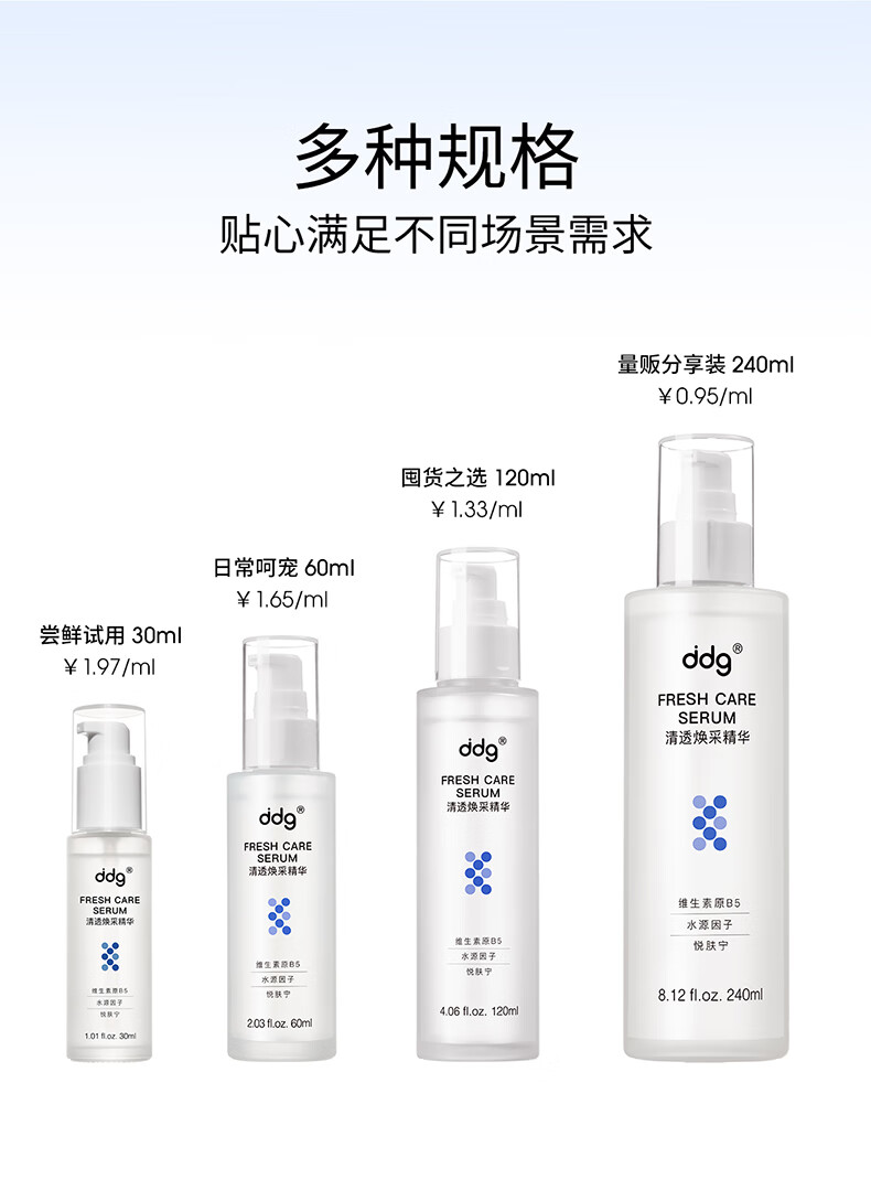 ddg511精华2.0 补水保湿舒缓维稳修护敏感玻尿酸B5精华液60ml
