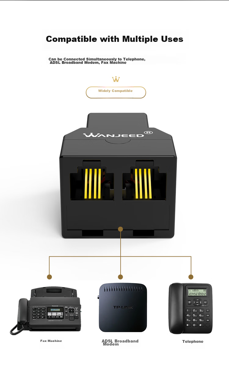 Разветвитель телефонный WANJEED OFNPFTTH, 1 в 3, RJ11, 10 шт.
