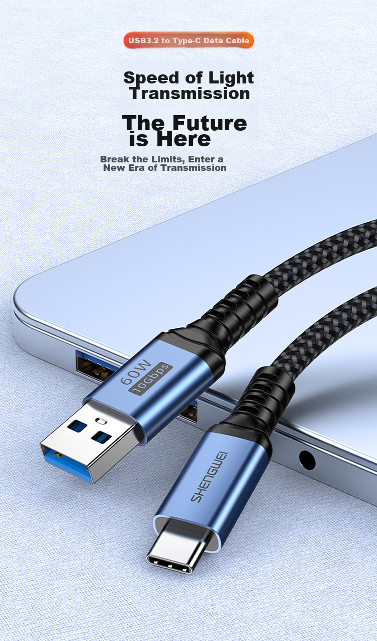 Кабель Shengwei USB 3.2 на Type-C, 10 Гбит/с, для внешних жестких дисков, коммутаторов, компьютеров, камер, Apple, Huawei, Samsung, 0.5 метра