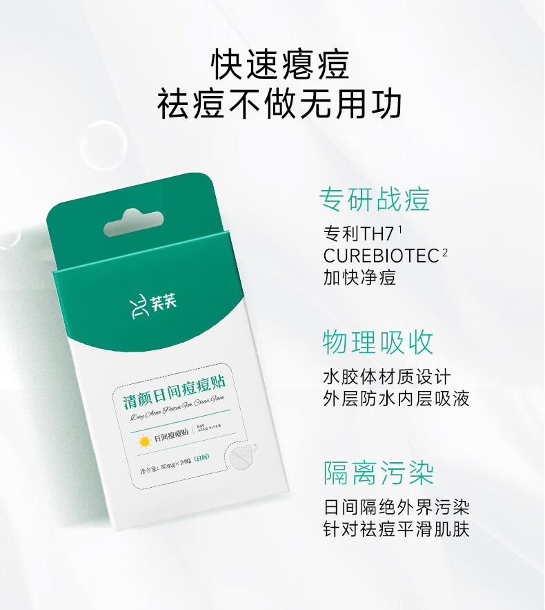芙芙清颜日夜痘痘贴男女净痘吸痘修护舒 隐形遮瑕一盒12+6生日礼物女
