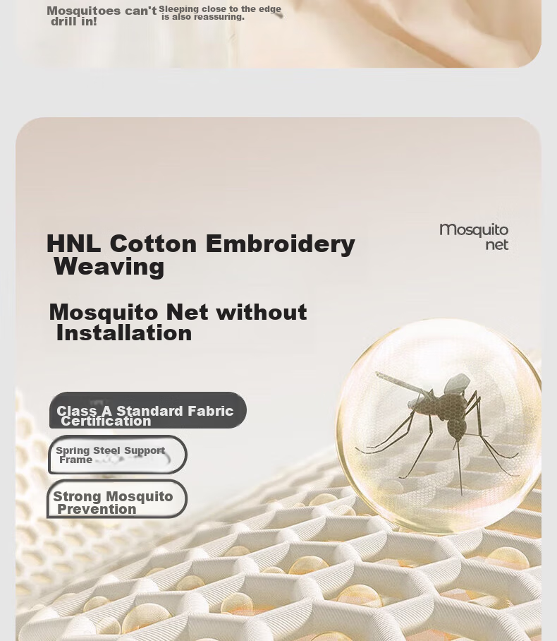 Mosquito net cottonfaith, no installation, student dormitory yurt-style bed with guardrail, suitable for bunk beds, 0.9*1.9 meters, minimalist gray