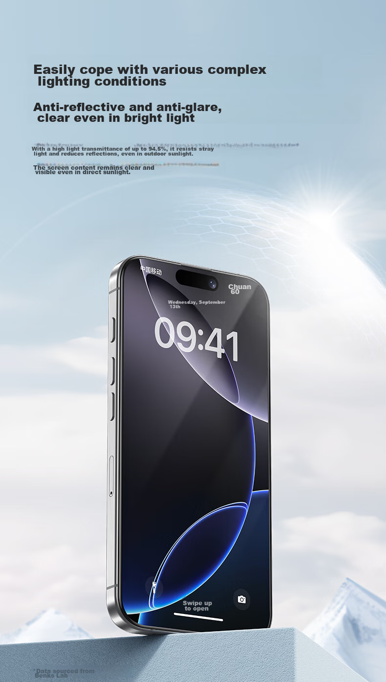 Защитное стекло Benks AR Ultra-Clear для Apple iPhone 16 Pro Max, противобликовое, полноэкранное, HD, антиотпечатки