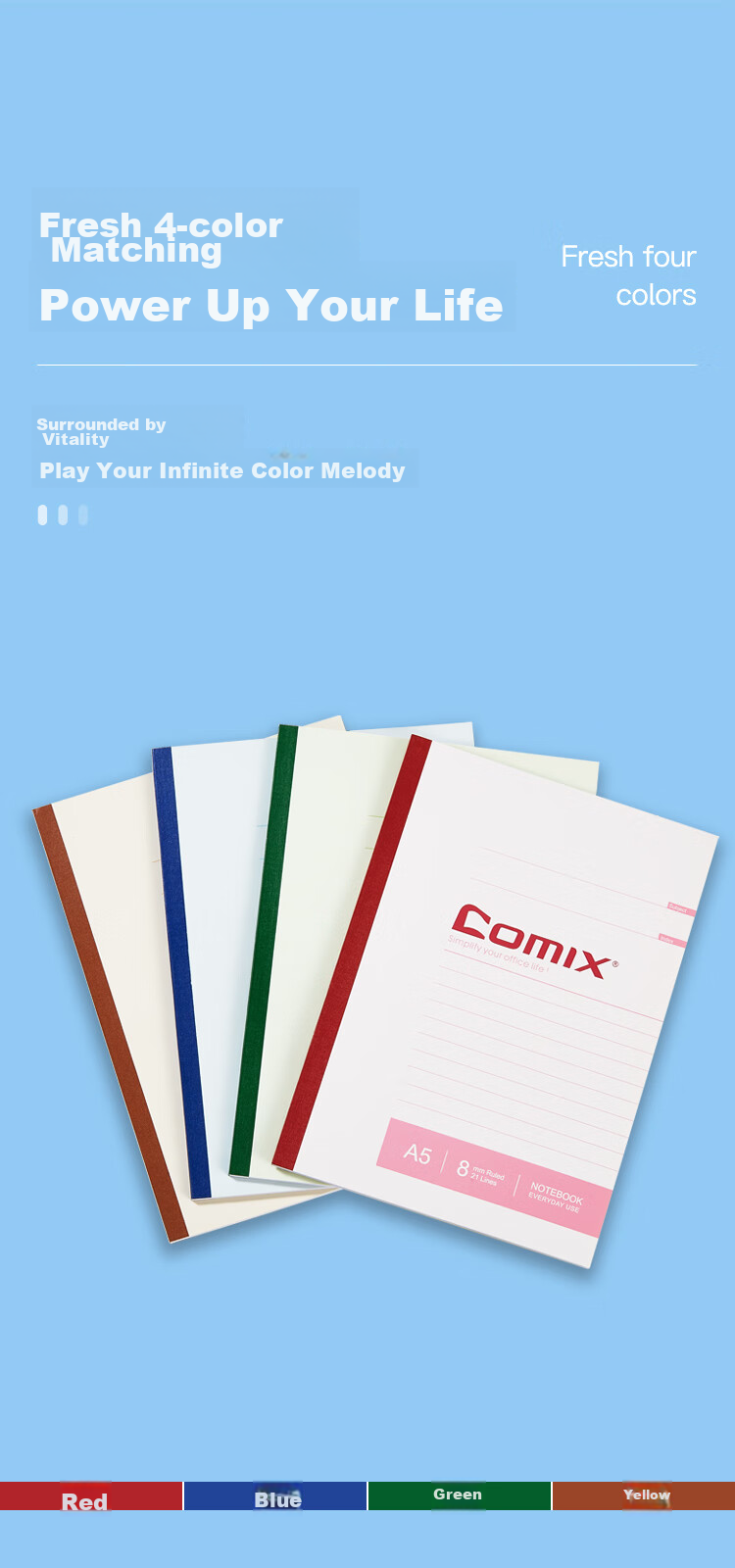 Набор блокнотов COMIX C4506, 6 штук, формат A5, 80 листов, в ассортименте