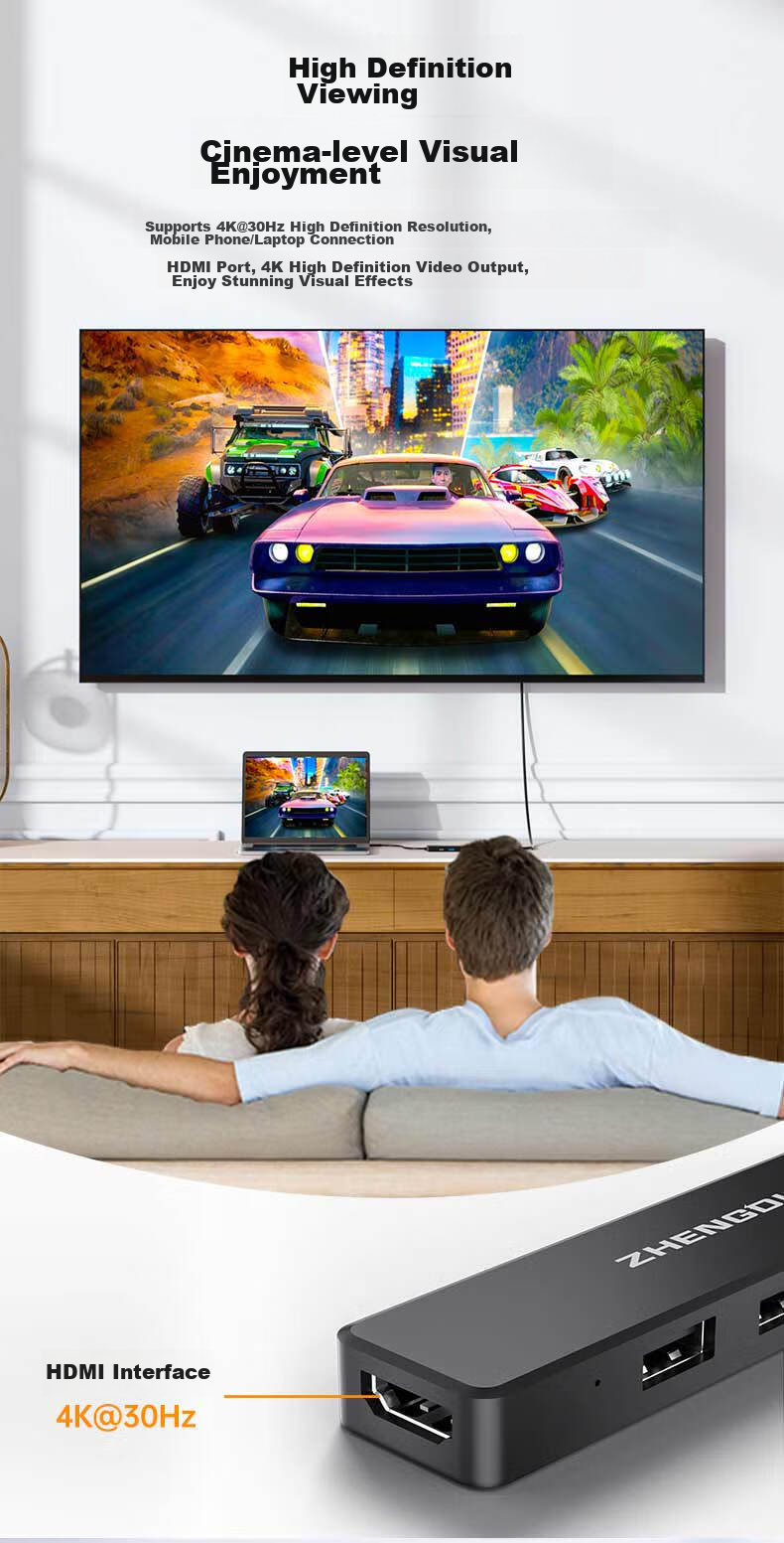 USB-C хаб Acasis с USB 3.0, HDMI-адаптер 4K, быстрая зарядка PD, конвертер для Huawei, Apple