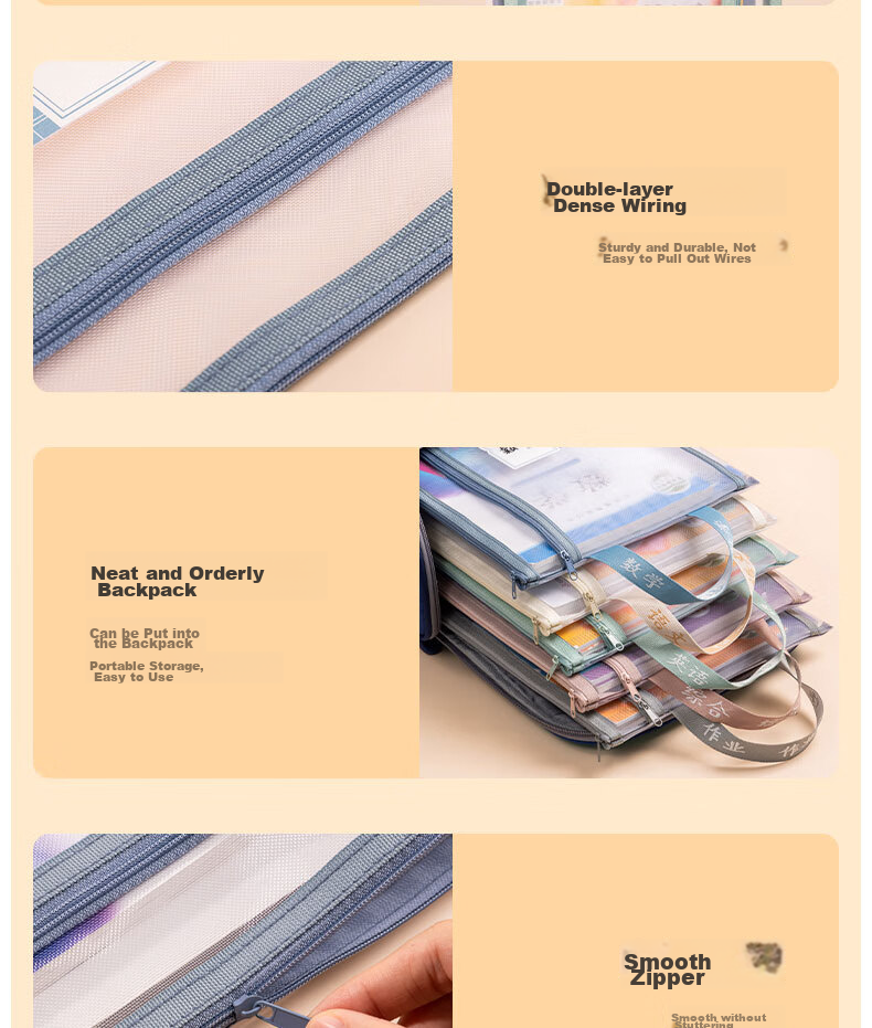 Папка-портфель Deli PP116, 5 отделений, А4, прозрачная, сетчатая, для документов