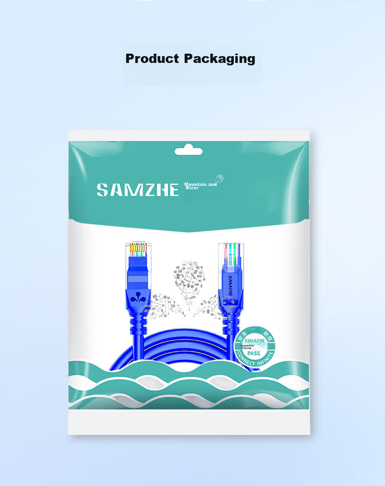 Сетевой кабель SAMZHE CAT5e Gigabit Ethernet, 5 метров, синий, SZW-1050