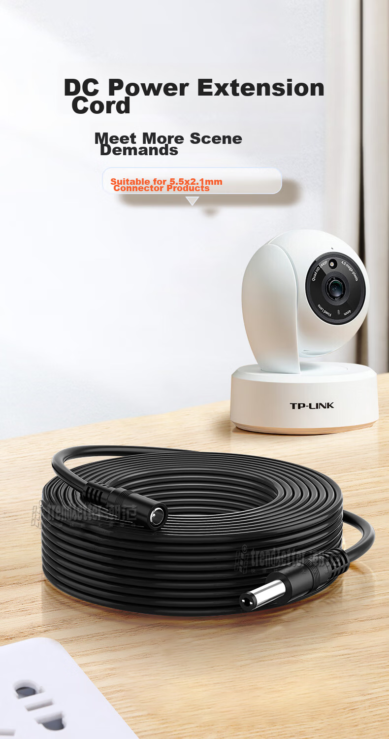 Кабель питания Yingqian для камер Dahua, Hikvision, Yingshi, Pulin 360, Qioan, 3 метра, DC12V, черный