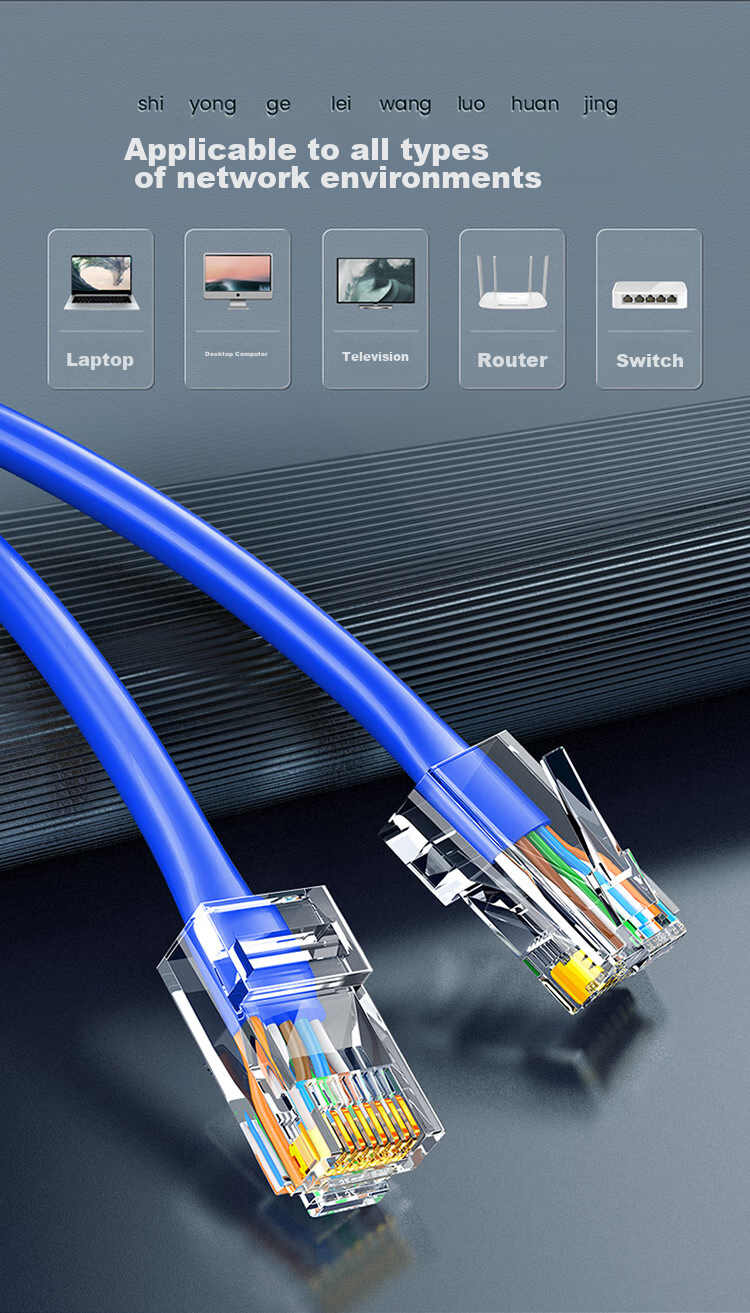 Сетевой кабель SAMZHE CAT6 Gigabit Ethernet, 100 метров, синий, неэкранированный, для домашней проводки, видеонаблюдения POE
